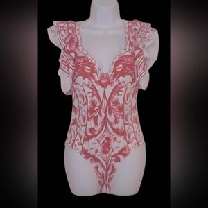 Flaxmaker Women's  Baroco Style 1 PC Swimsuit with Sheer Skirt (Saraong)